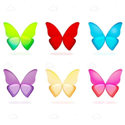 6 Pack of Colourful Butterfly Icons
